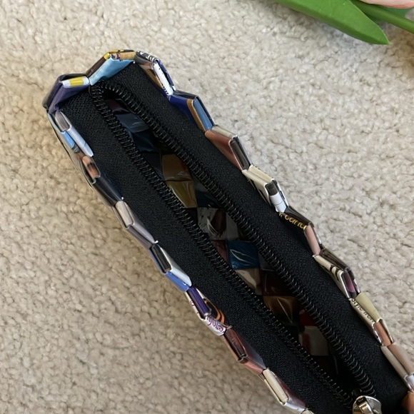 Cosmic Bobbins Y2K Upcycled Magazine Zipper Pouch Clutch Women’s Blue and Black - Picture 5 of 6